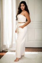Plus Size Bustier Crop Cami Top & Slant Pocket Straight Pants - Goddess Vibes