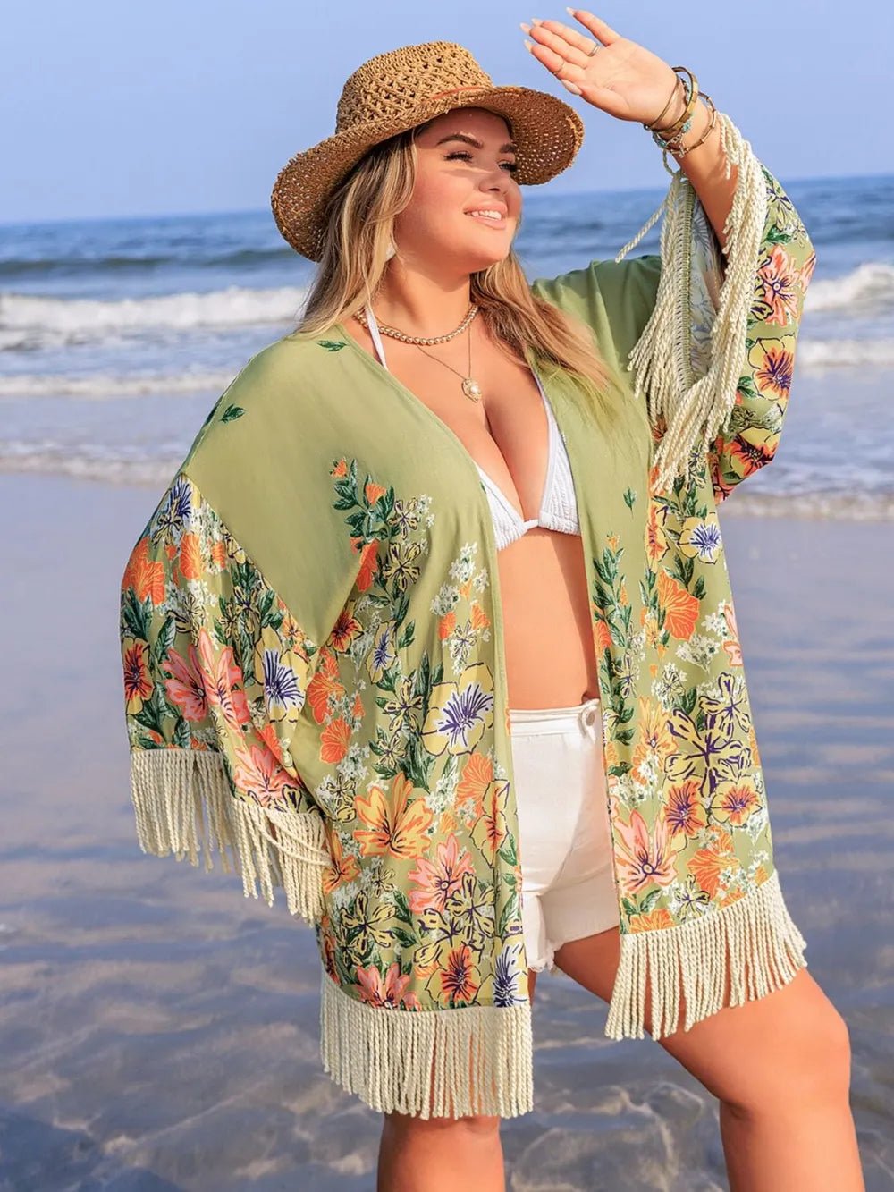 Plus Size Fringe Open Front Cover - Up - Crowned Energy CO.