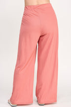 Plus Size Knit Linen Pleated Wide Leg Pants - Crowned Energy CO.