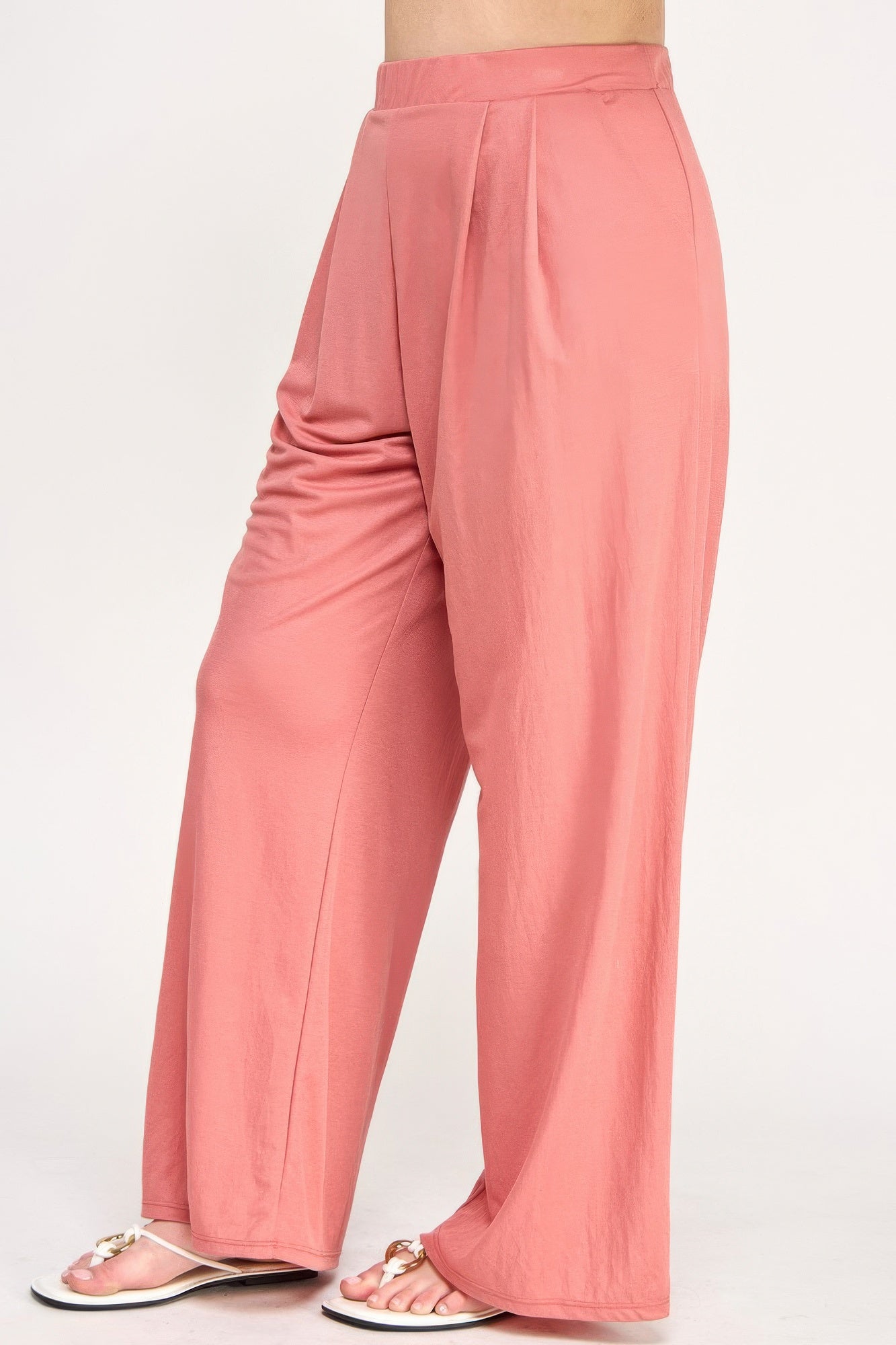 Plus Size Knit Linen Pleated Wide Leg Pants - Crowned Energy CO.