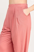 Plus Size Knit Linen Pleated Wide Leg Pants - Crowned Energy CO.
