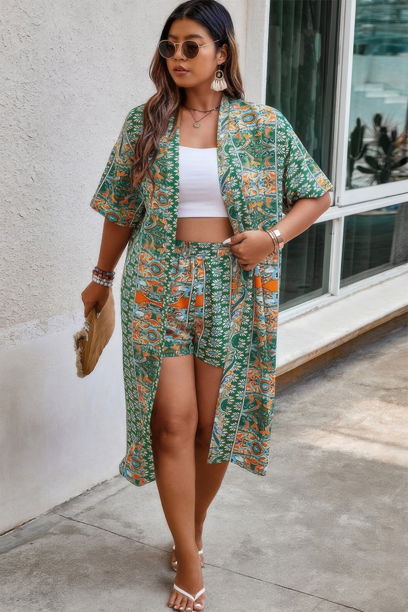 Plus Size Two Pieces Printed Elastic Waist Sets - Goddess Vibes