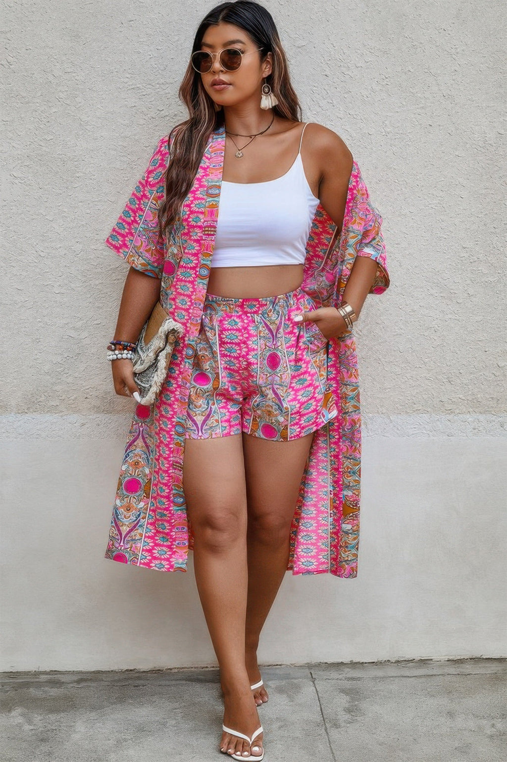 Plus Size Two Pieces Printed Elastic Waist Sets - Goddess Vibes