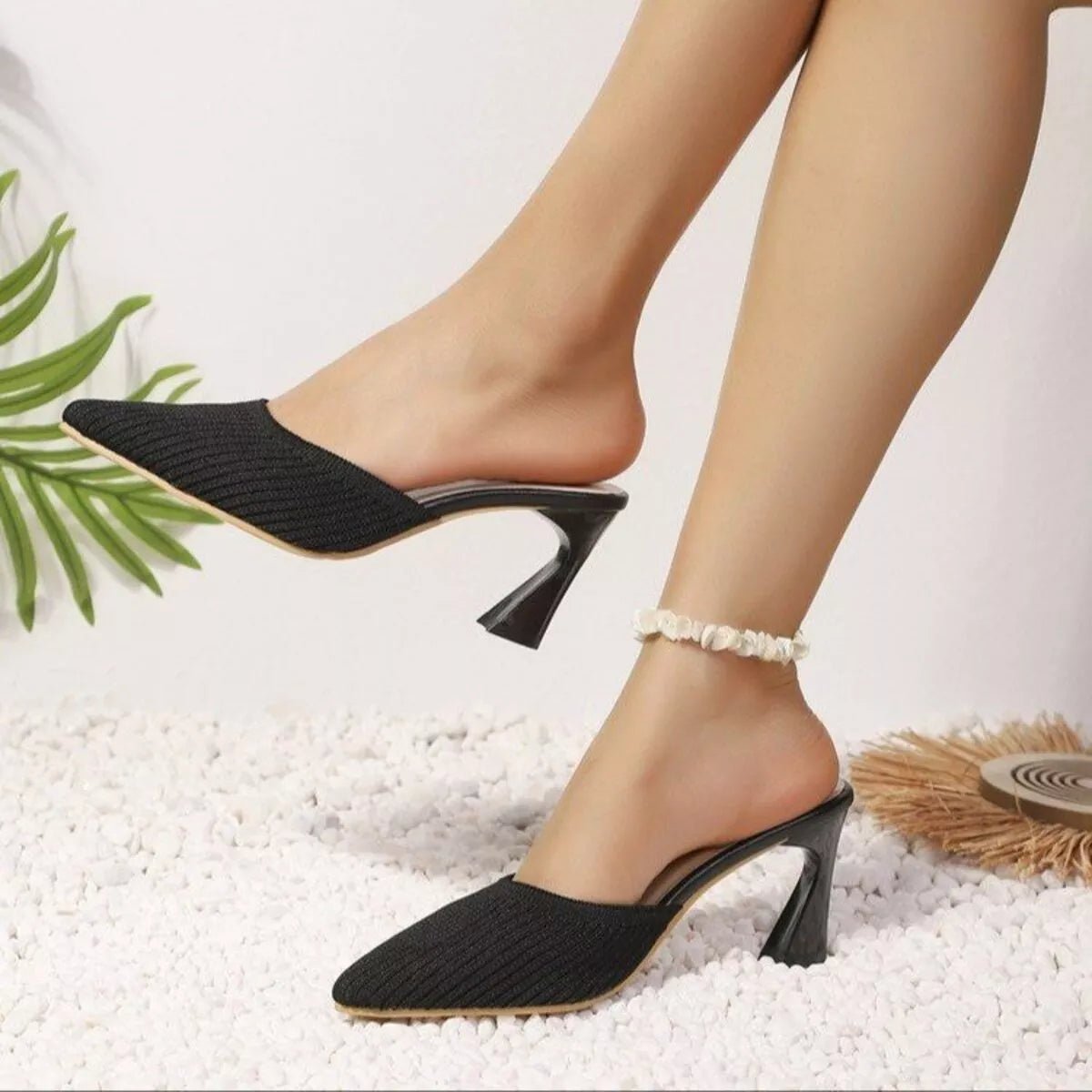Crowned Energy CO. Black / 35 Trendsi Shoes & Bags/Crossbody Bags Point Toe Flare Heels Sandals