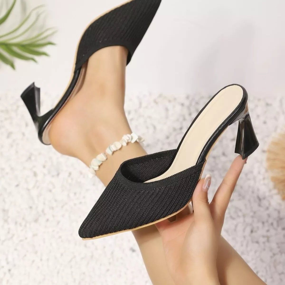 Crowned Energy CO. Black / 35 Trendsi Shoes & Bags/Crossbody Bags Point Toe Flare Heels Sandals