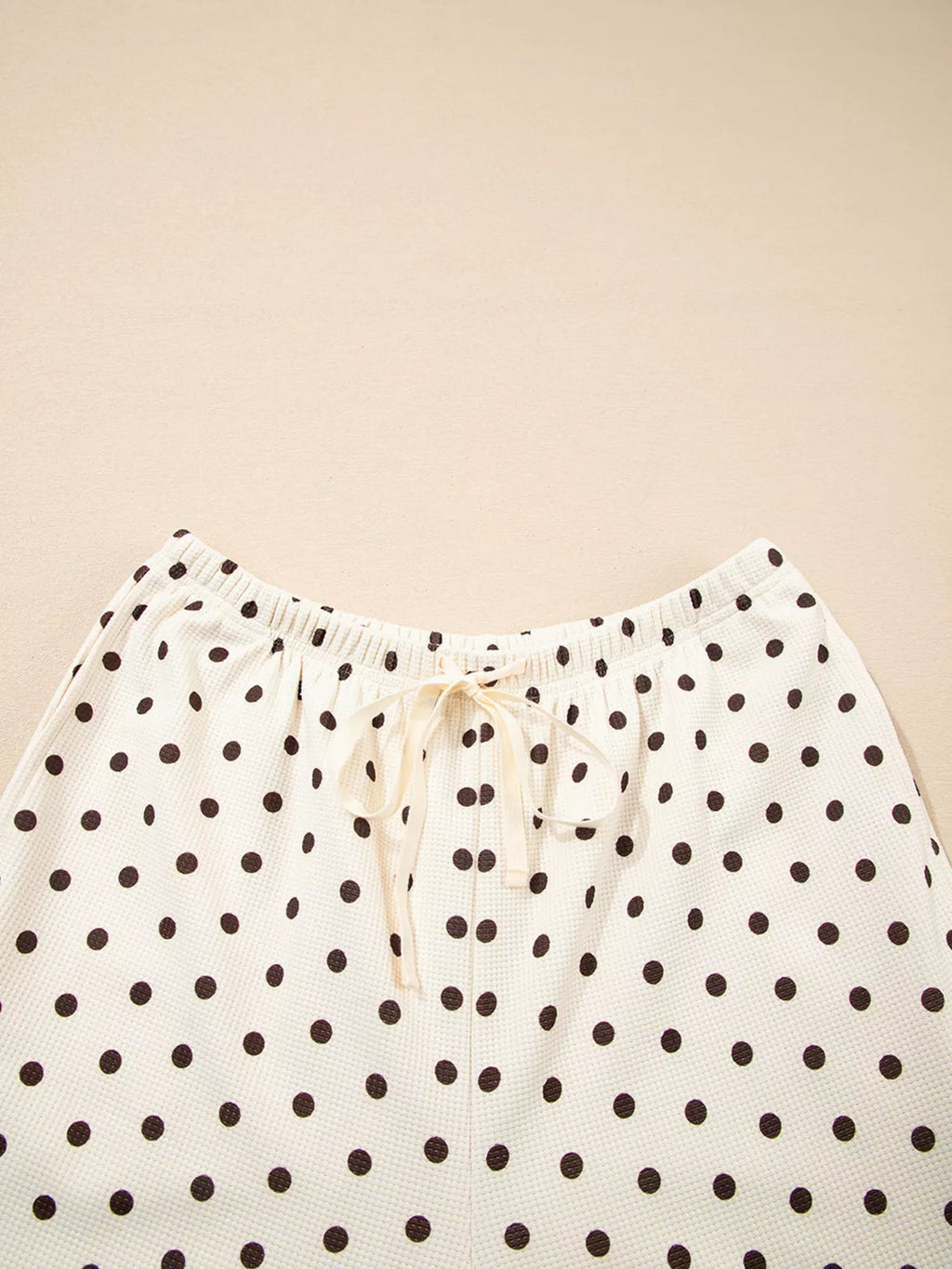 Crowned Energy CO. Dot / S Trendsi Loungewear & Sleepwear/Loungewear Polka Dot Notched Long Sleeve Top and Drawstring Joggers Lounge Set