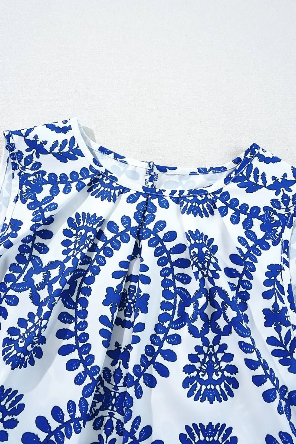 Crowned Energy CO. Blue / S Trendsi Shirt Printed Crew Neck Sleeveless Top