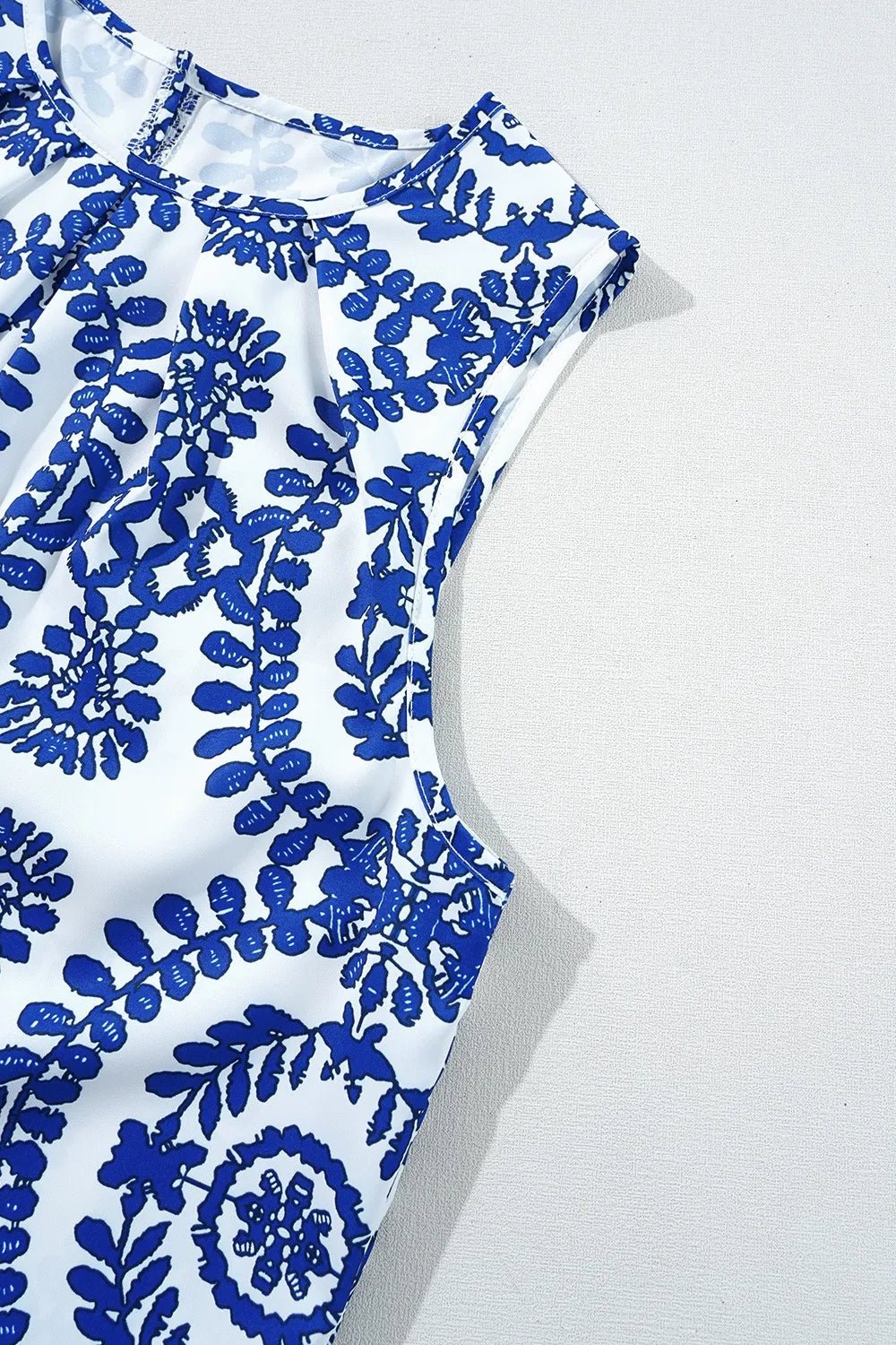 Crowned Energy CO. Blue / S Trendsi Shirt Printed Crew Neck Sleeveless Top
