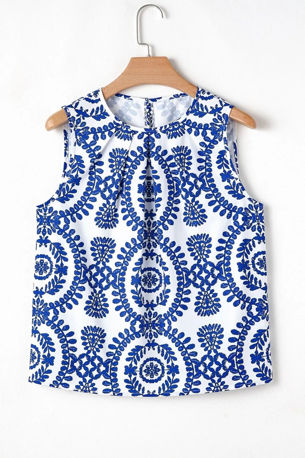 Printed Crew Neck Sleeveless Top - Goddess Vibes