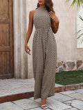 Printed Wide Leg Sleeveless Jumpsuit - Crowned Energy CO.