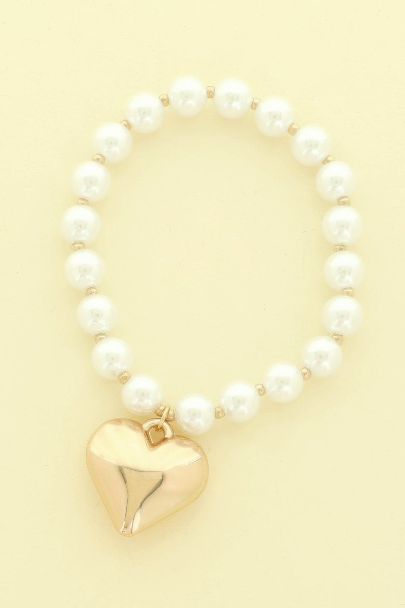 Puff Heart Charm Pearl Bracelet - Goddess Vibes