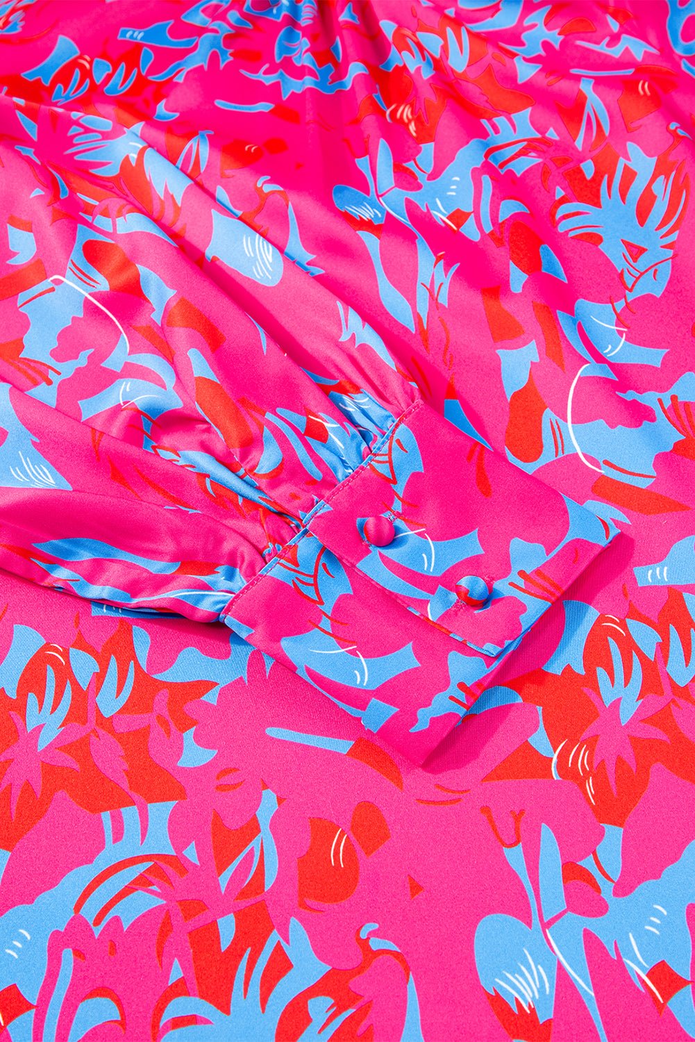 Purple Printed Bubble Sleeve Mock Neck Blouse - Goddess Vibes