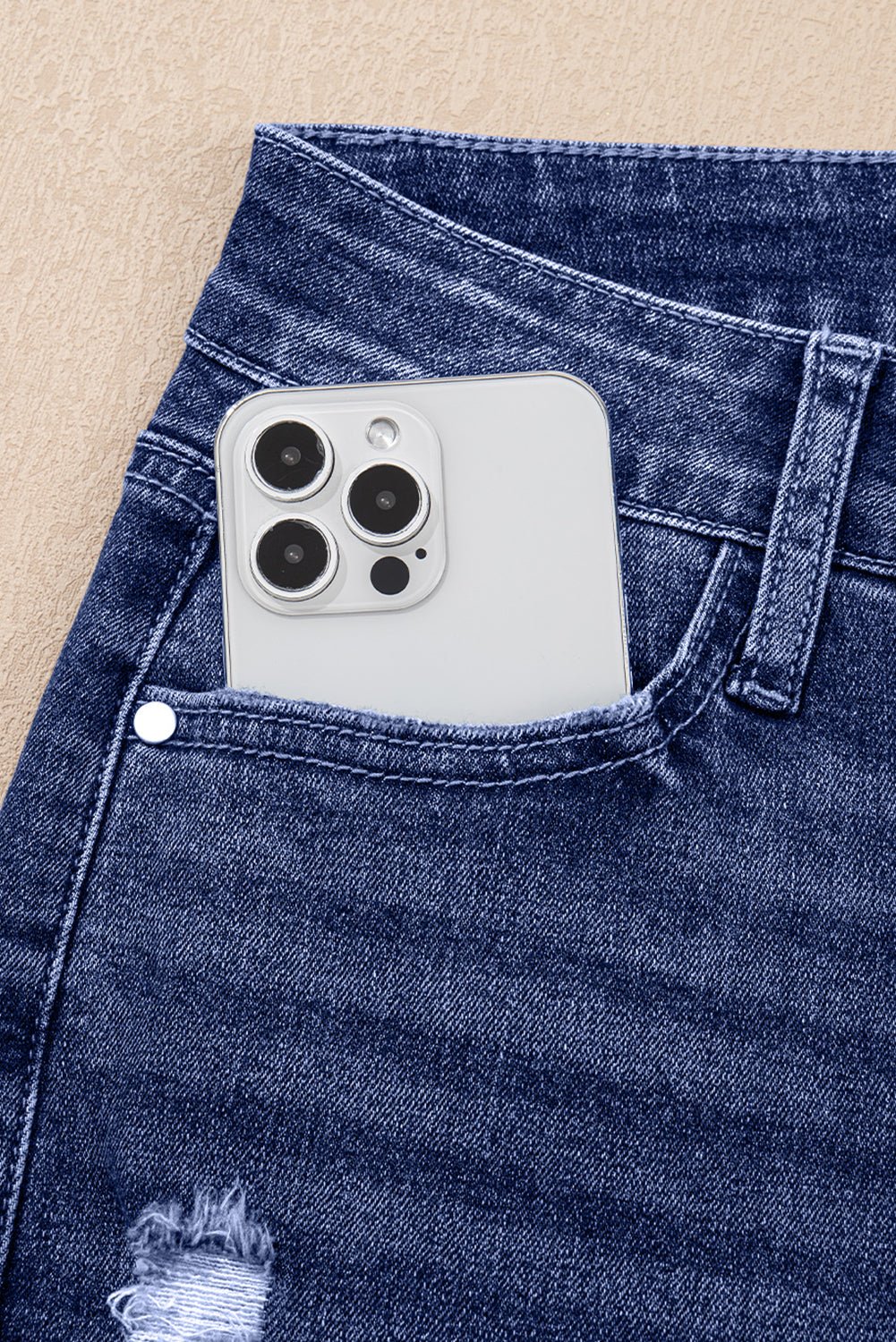 Crowned Energy CO. Real Teal / 4 / 71.5%Cotton+25%Polyester+2%Viscose+1.5%Elastane Dear-Lover Dropshipping Bottoms/Jeans Real Teal Folded Cuffs Distressed Straight High Waist Jeans