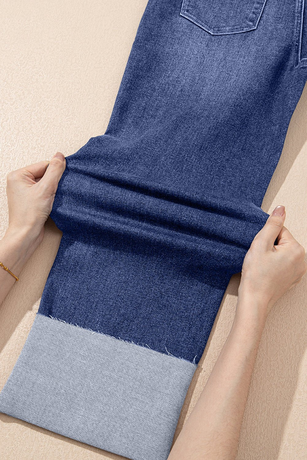 Crowned Energy CO. Real Teal / 4 / 71.5%Cotton+25%Polyester+2%Viscose+1.5%Elastane Dear-Lover Dropshipping Bottoms/Jeans Real Teal Folded Cuffs Distressed Straight High Waist Jeans