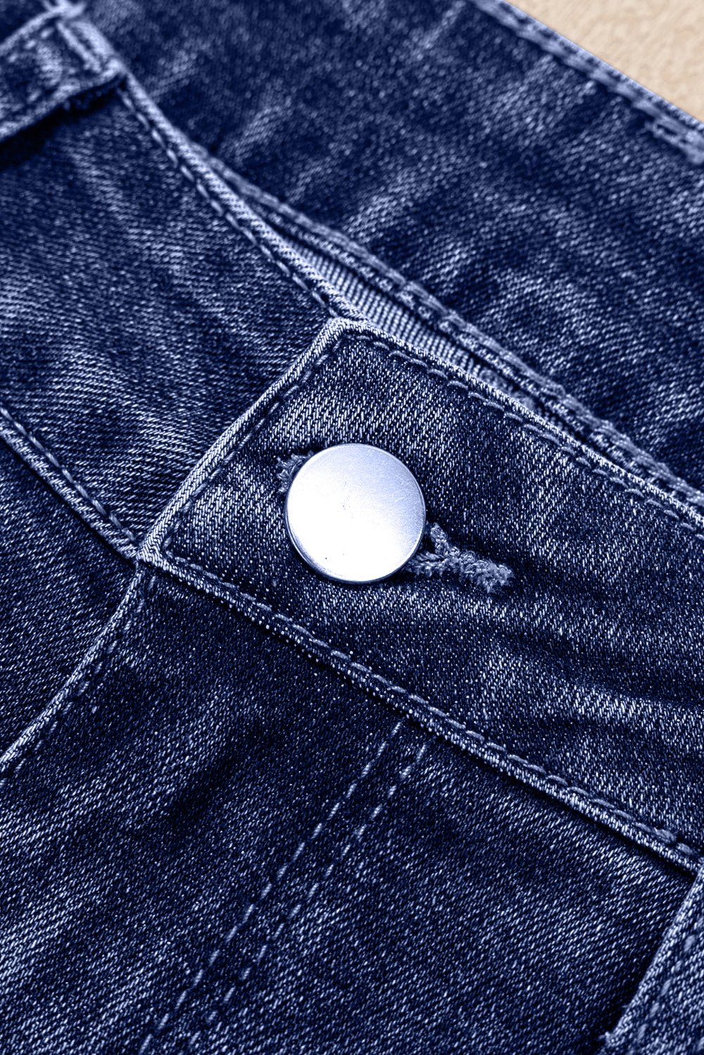 Crowned Energy CO. Real Teal / 4 / 71.5%Cotton+25%Polyester+2%Viscose+1.5%Elastane Dear-Lover Dropshipping Bottoms/Jeans Real Teal Folded Cuffs Distressed Straight High Waist Jeans