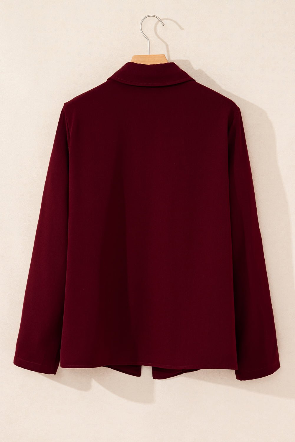 Red Dahlia Collar Tab Sleeve Zip Up Flap Detail Jacket - Crowned Energy CO.