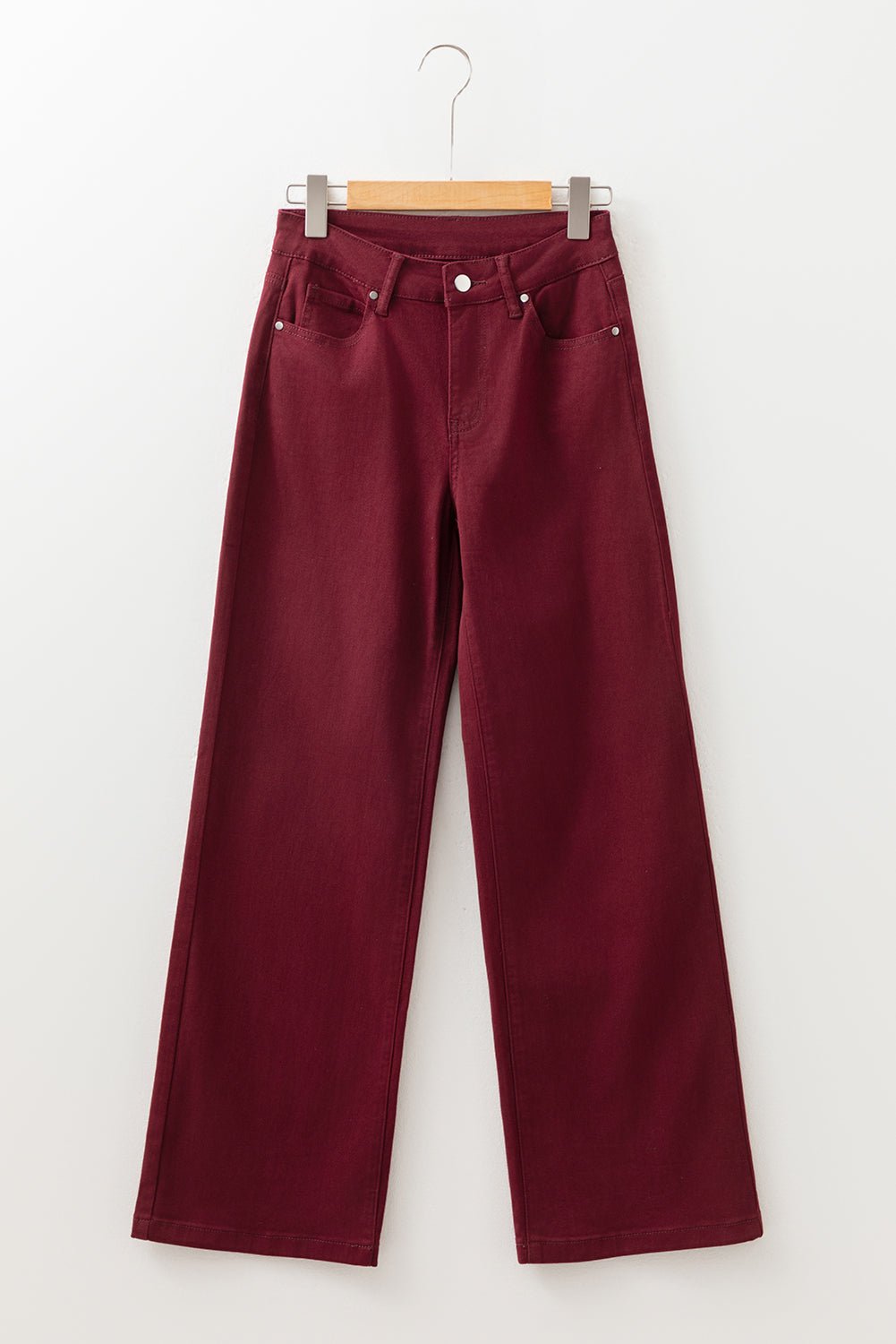 Red Dahlia Loose Straight High Waist Solid Color Jeans - Crowned Energy CO.