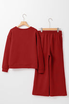Red Dahlia Ultra Loose Textured 2pcs Slouchy Outfit - Crowned Energy CO.