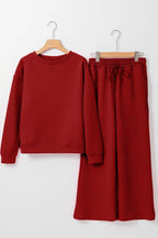 Red Dahlia Ultra Loose Textured 2pcs Slouchy Outfit - Crowned Energy CO.