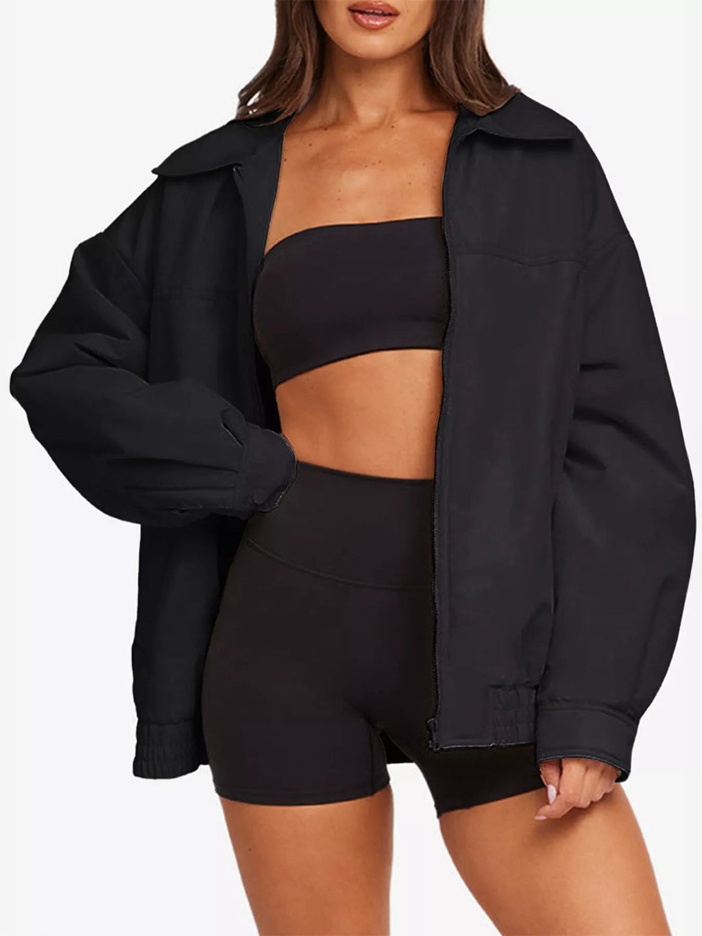 Relaxed Fit Lightweight Zip Up Jacket - Crowned Energy CO.