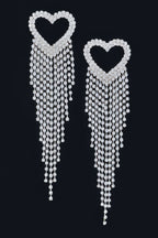 Rhinestone Heart Fringe Earring - Goddess Vibes