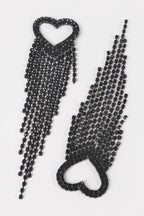 Rhinestone Heart Fringe Earring - Goddess Vibes