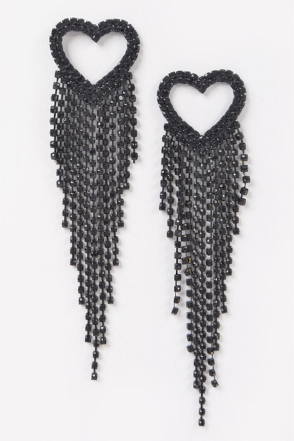 Rhinestone Heart Fringe Earring - Goddess Vibes