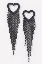 Rhinestone Heart Fringe Earring - Goddess Vibes