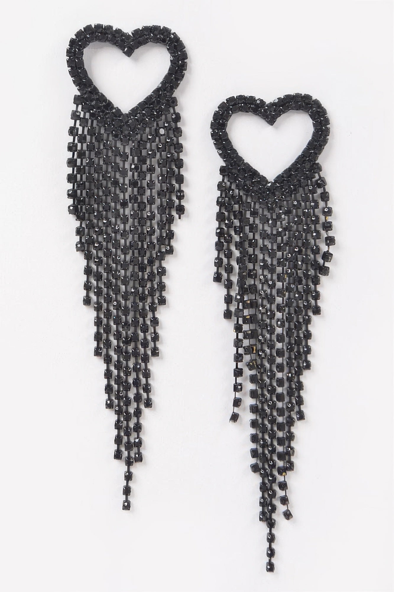 Rhinestone Heart Fringe Earring - Goddess Vibes