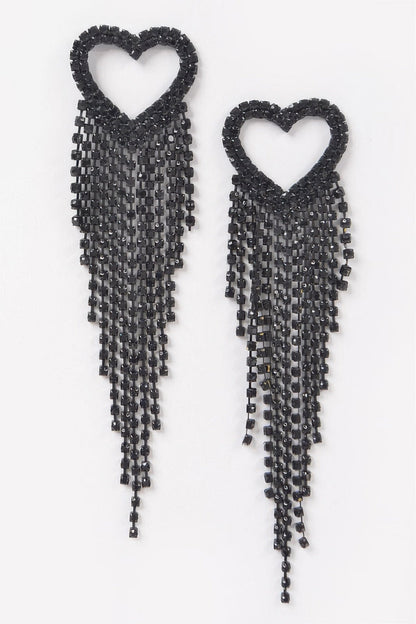 Rhinestone Heart Fringe Earring - Goddess Vibes