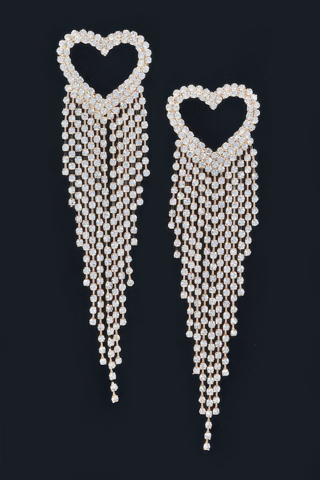 Rhinestone Heart Fringe Earring - Goddess Vibes