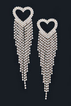 Rhinestone Heart Fringe Earring - Goddess Vibes