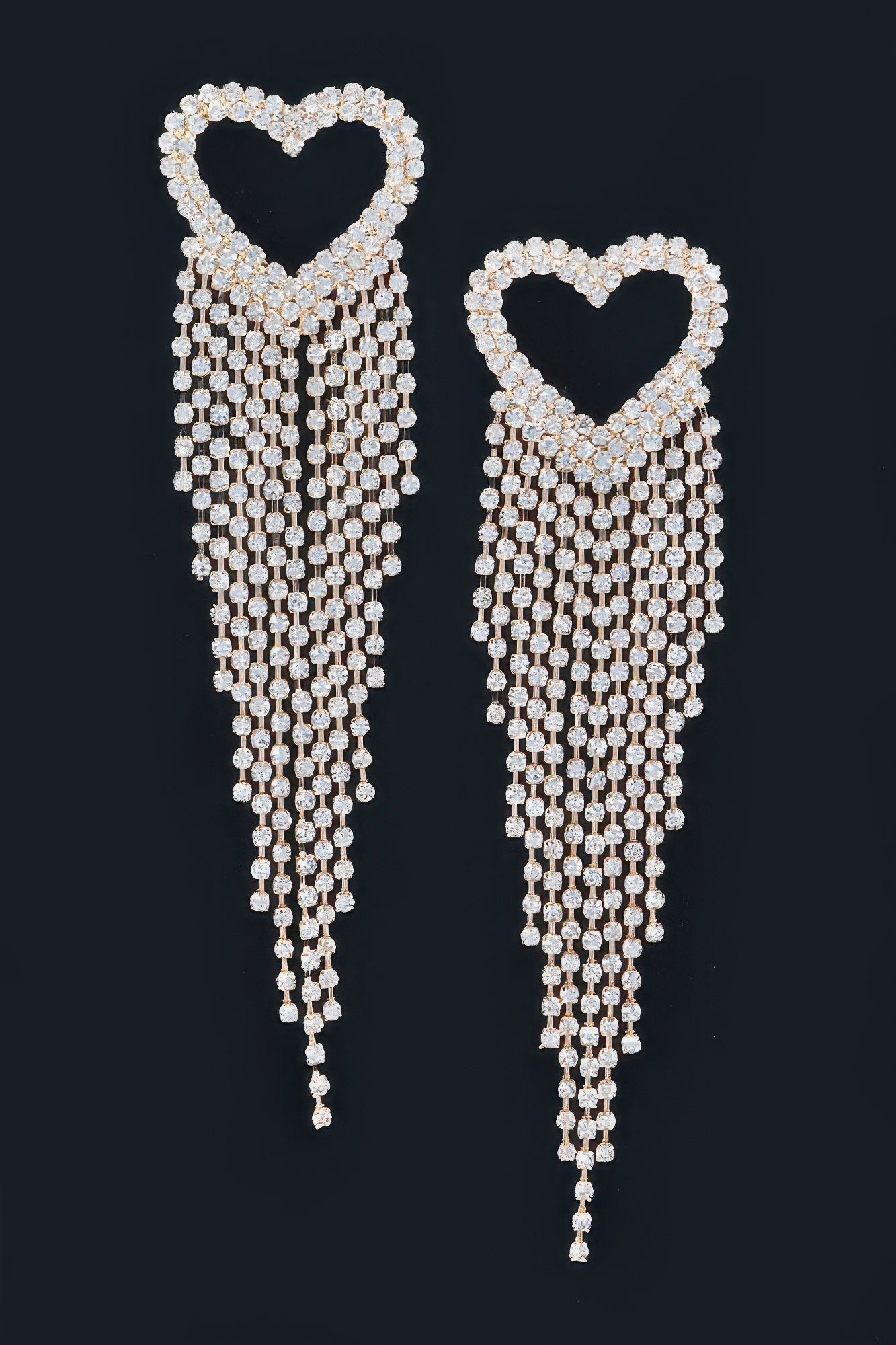 Rhinestone Heart Fringe Earring - Goddess Vibes