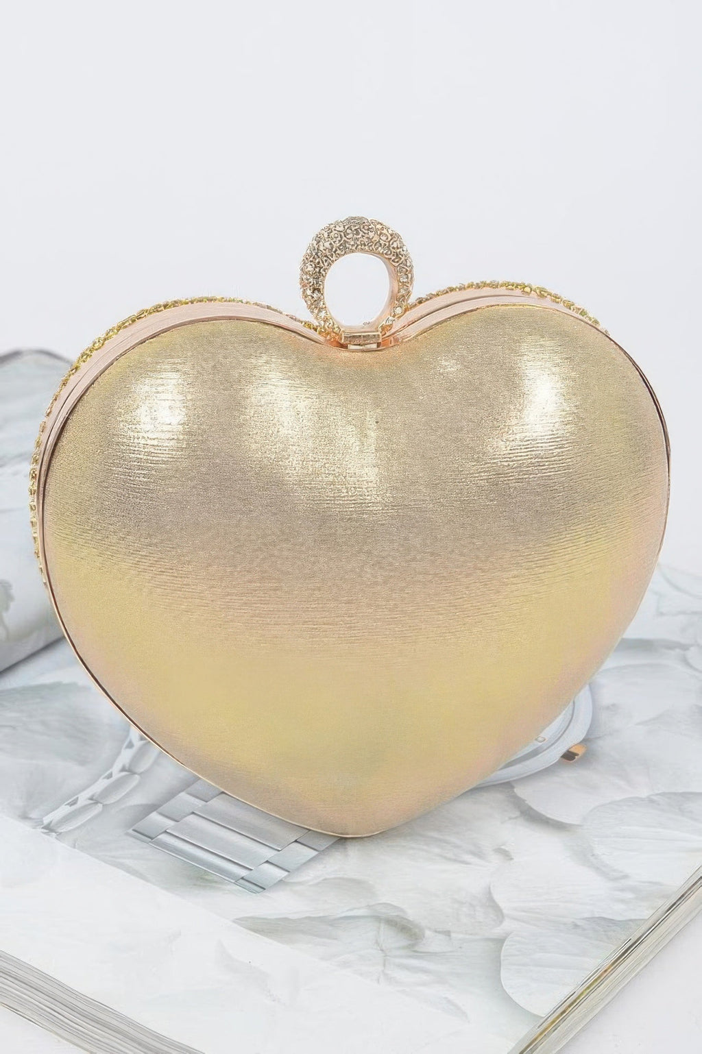 Rhinestone Heart Shape Party Clutch - Goddess Vibes