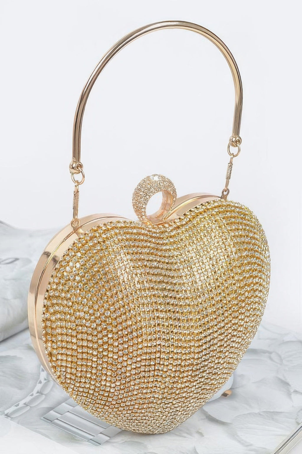 Rhinestone Heart Shape Party Clutch - Goddess Vibes