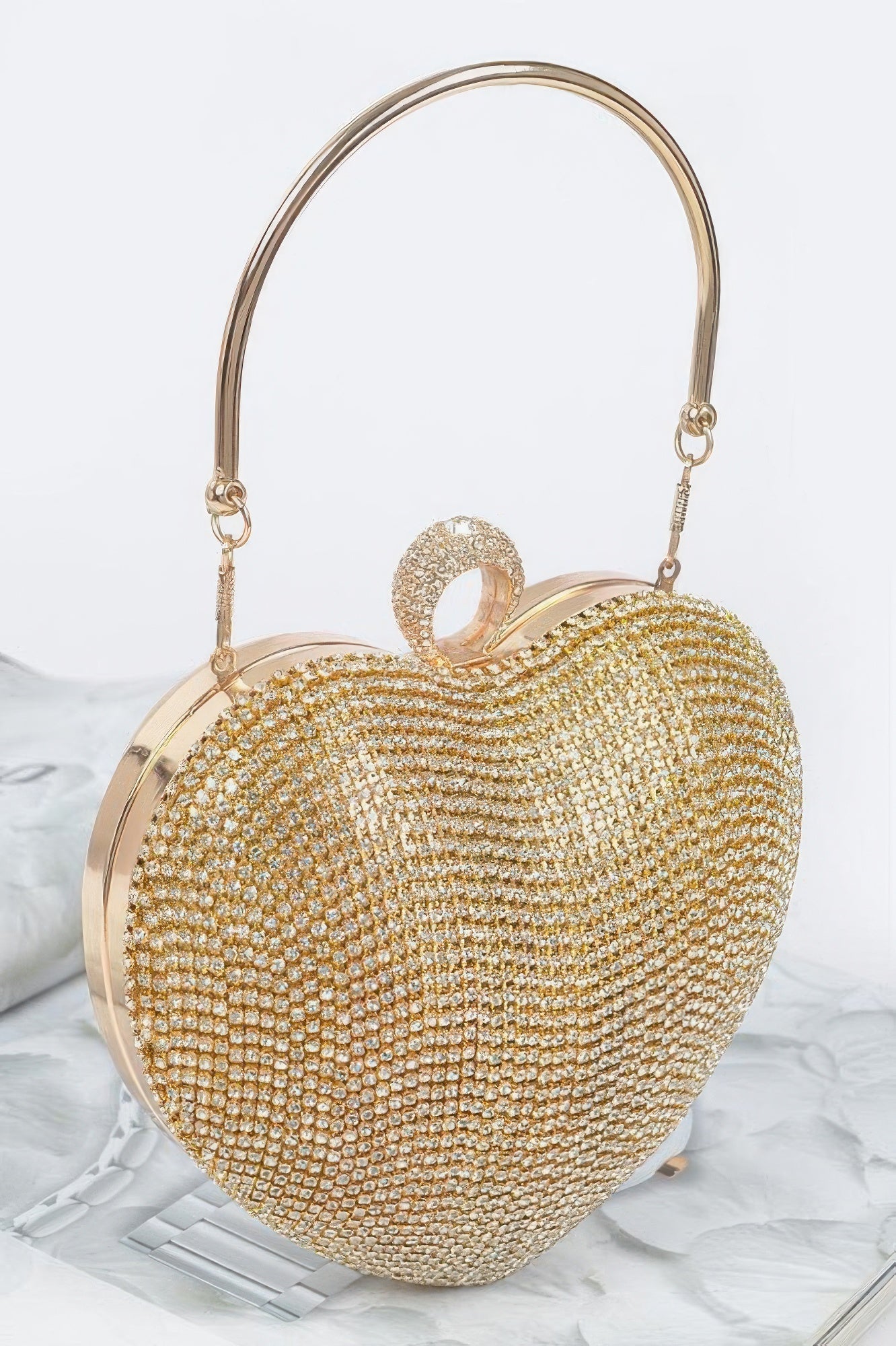 Rhinestone Heart Shape Party Clutch - Goddess Vibes