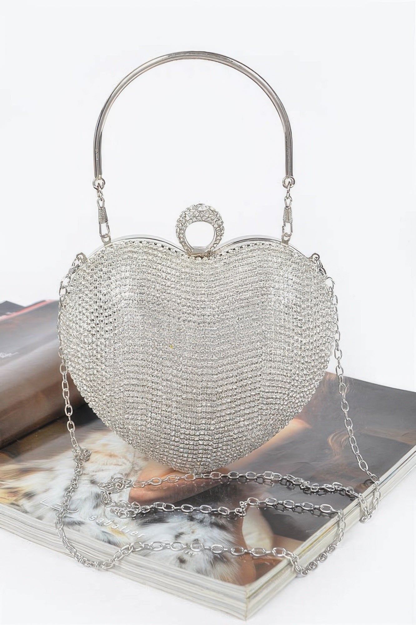Rhinestone Heart Shape Party Clutch - Goddess Vibes