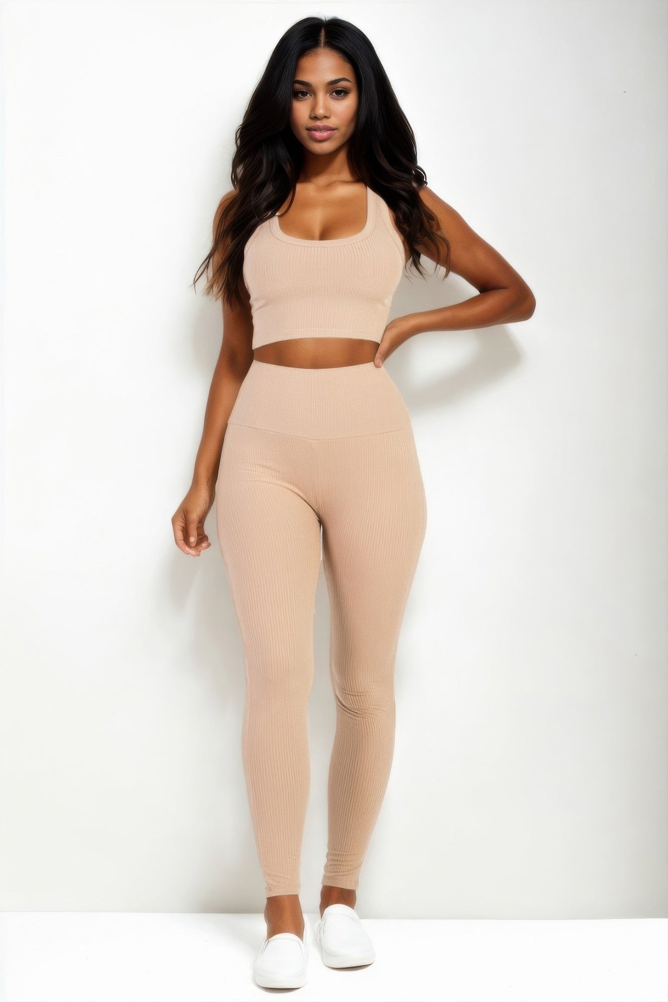 Ribbed Crop Top & Leggings Set - Goddess Vibes