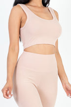 Ribbed Crop Top & Leggings Set - Goddess Vibes