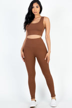 Ribbed Crop Top & Leggings Set - Goddess Vibes