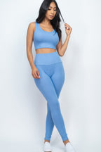 Ribbed Crop Top & Leggings Set - Goddess Vibes