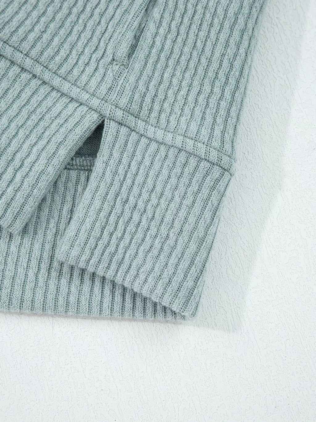 Crowned Energy CO. Sage / S Trendsi Tops/Sweatshirts & Hoodies Ribbed Drop Shoulder Knit Hoodie