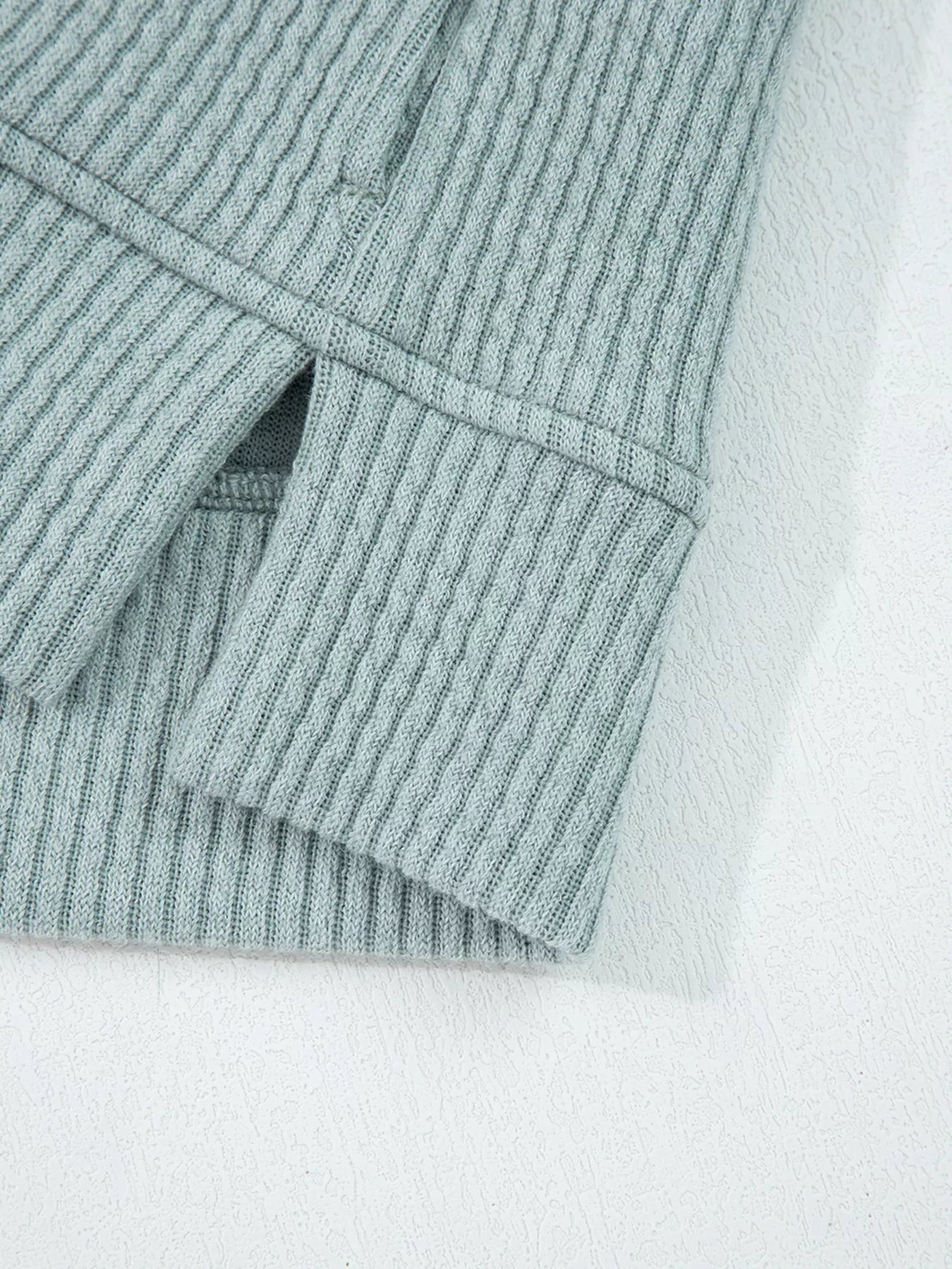 Ribbed Drop Shoulder Knit Hoodie - Goddess Vibes