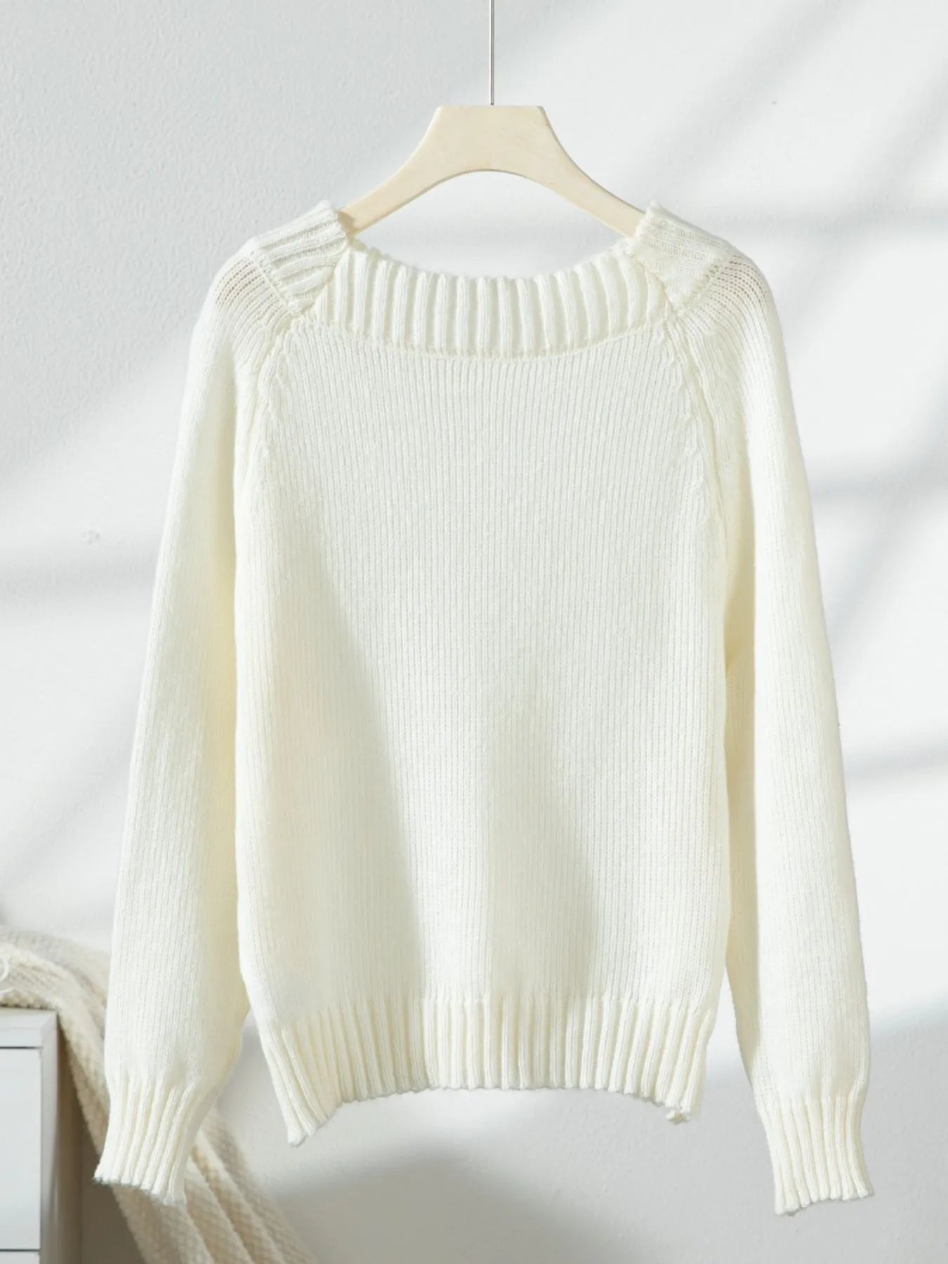 Ribbed Knit Boat Neck Sweater - Goddess Vibes