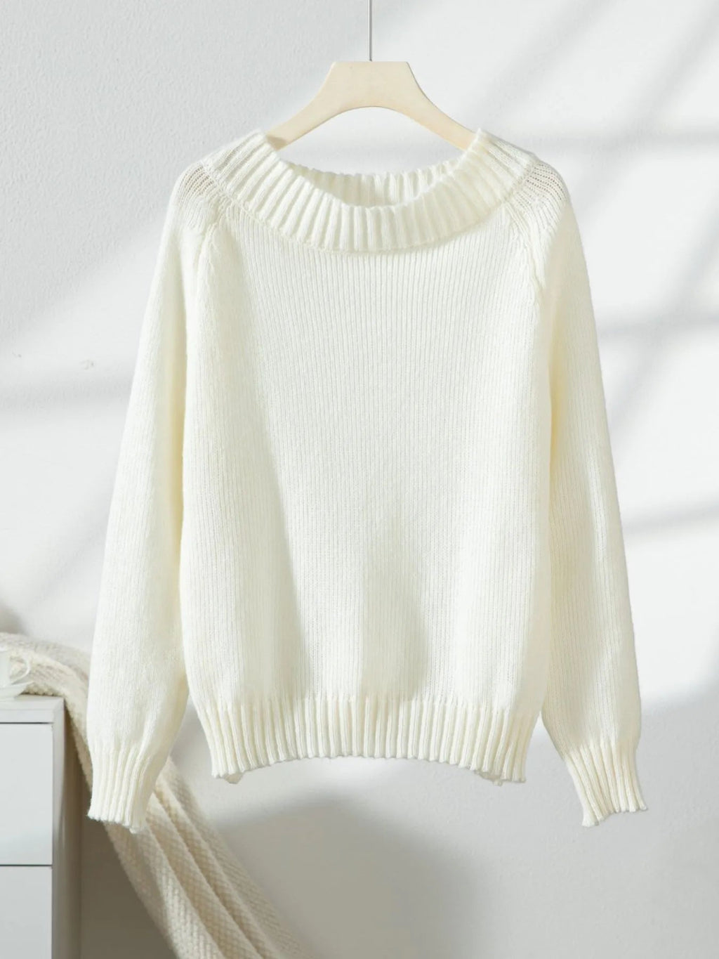 Ribbed Knit Boat Neck Sweater - Goddess Vibes