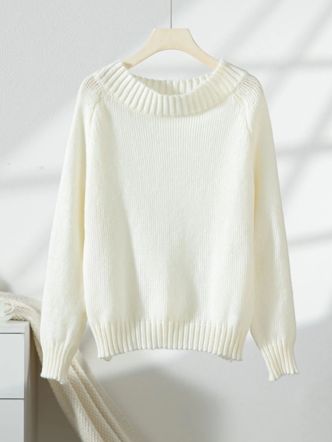 Ribbed Knit Boat Neck Sweater - Goddess Vibes