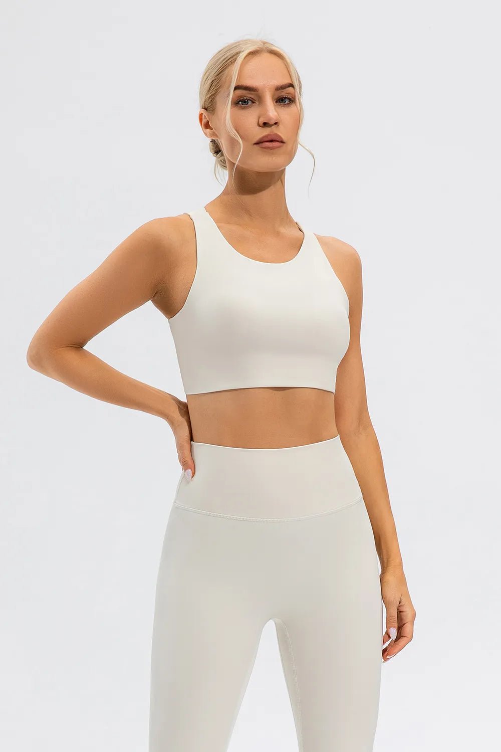 Round Neck Cutout Cropped Active Tank - Crowned Energy CO.