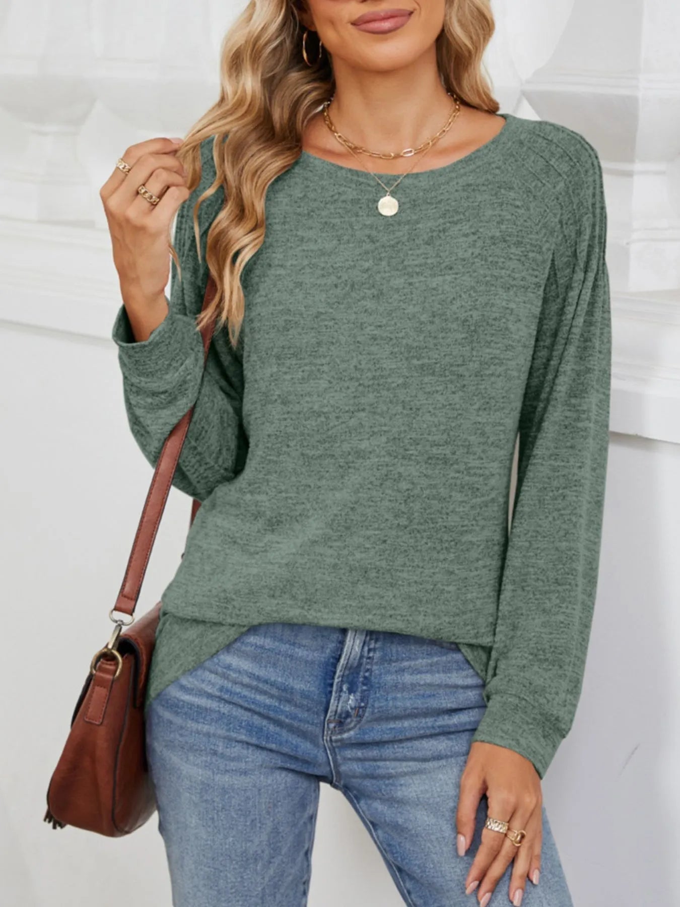Round Neck Long Sleeve T-Shirt - Goddess Vibes