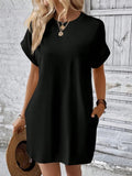 Round Neck Short Sleeve Mini Dress - Crowned Energy CO.