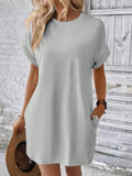Round Neck Short Sleeve Mini Dress - Crowned Energy CO.